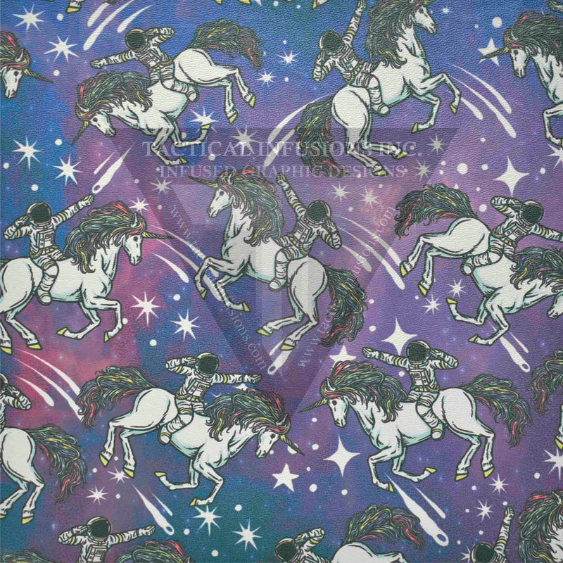 Astronaut Riding Unicorn in Space on White .080"