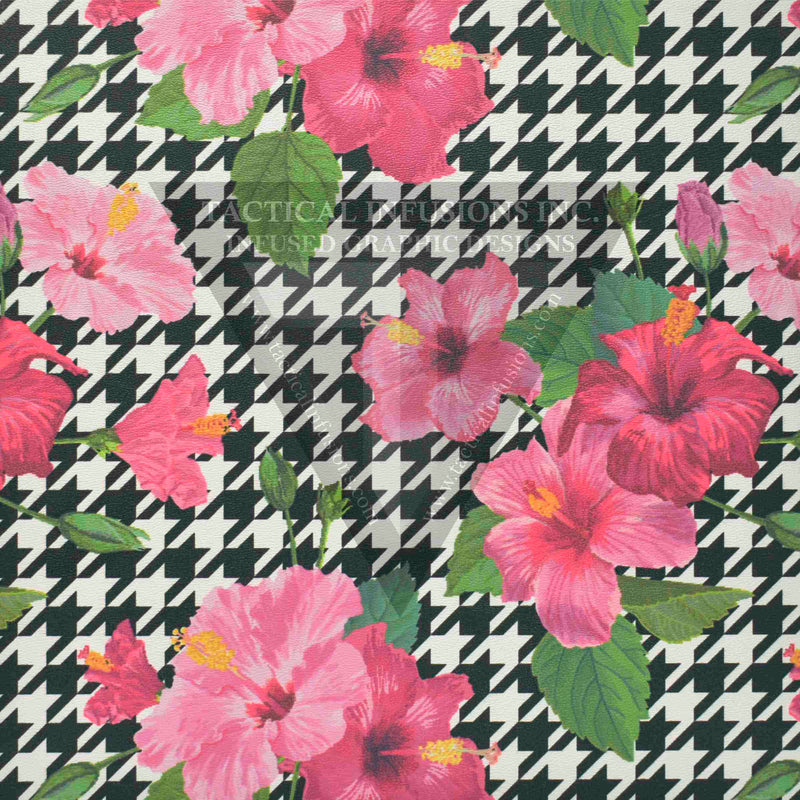 Hibiscus Houndstooth Background on White .080"