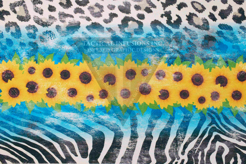 Leopard and Zebra Sunflower Pattern on White .080