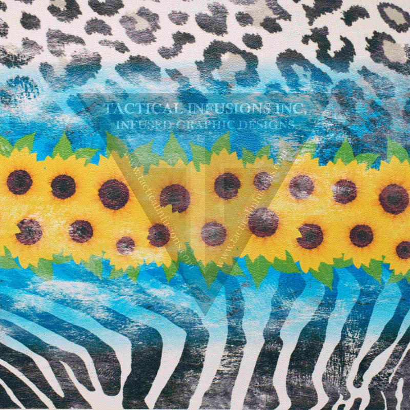 Leopard and Zebra Sunflower Pattern on White .080