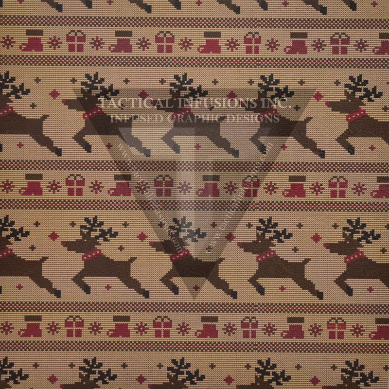 Red-Nosed Reindeer Sweater Pattern on Desert Tan .080"