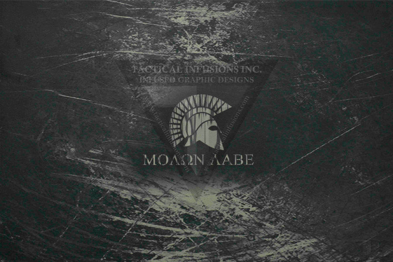 Spartan Molon Labe Scratched Worn Metal on Light Grey  .080
