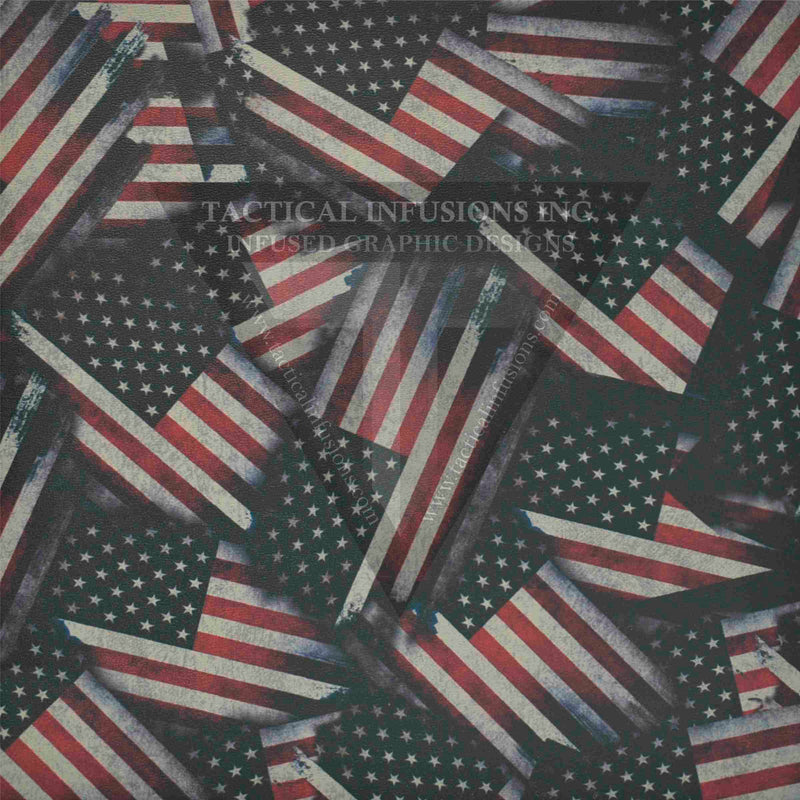 Worn Scattered American Flag Pattern on Light Grey .080
