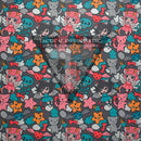 Kawaii Angel and Devil Pattern on White .080"