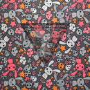 Kawaii Bunny Pattern on White .080"