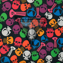 Multicolor Skulls on White .080