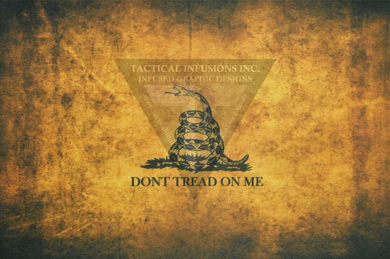 Don't Tread on Me Battleworn  on Mustard Yellow .080"