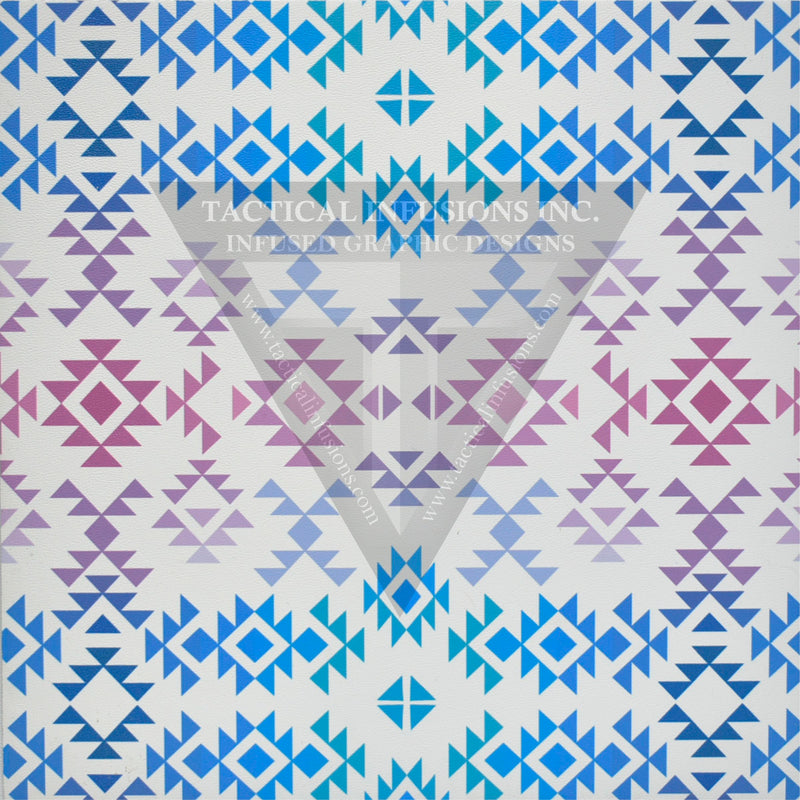 Ethnic Purple Blue Pattern on White .080"