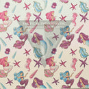 Mermaids &Seahorses on White .080"