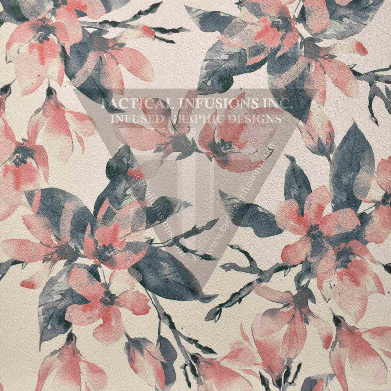 Pink and Grey Floral Pattern on White .080"