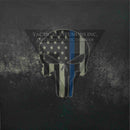 Skull Blue Line Flag on Light Grey .080
