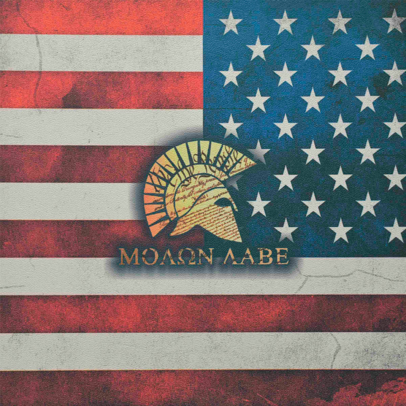 Spartan Molon Labe on Old Glory Flag on White .080