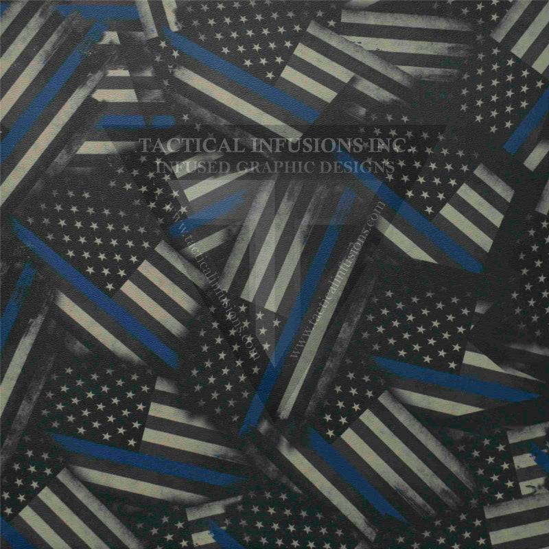 Thin Blue Line Flag Subdued Pattern on Light Grey .080