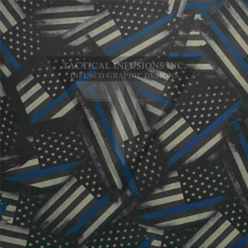 Thin Blue Line Flag Subdued Pattern on Light Grey .080