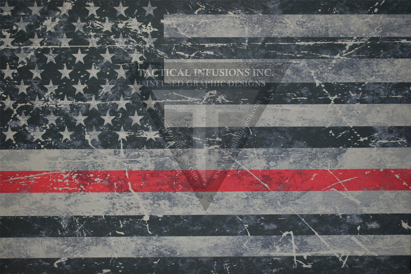 Thin Red Line Grunge Flag on Light Grey .080"