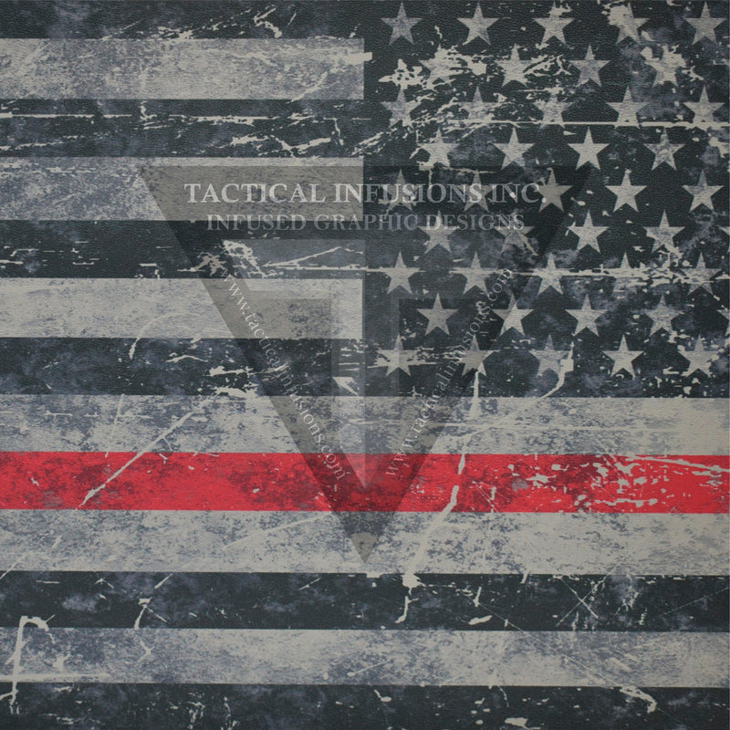 Thin Red Line Grunge Flag on Light Grey .080"
