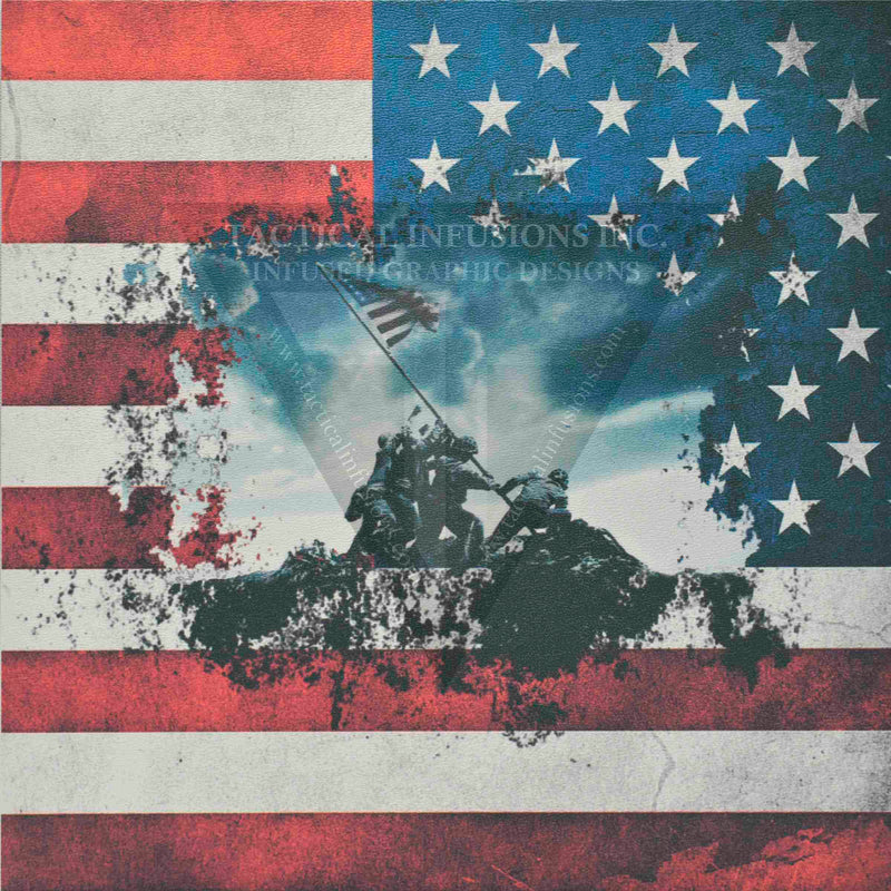 US Flag with Iwo Jima on White  .080